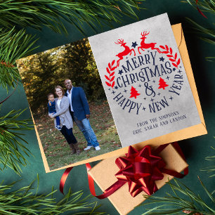 Merry Christmas Happy Holidays Family Photo Card