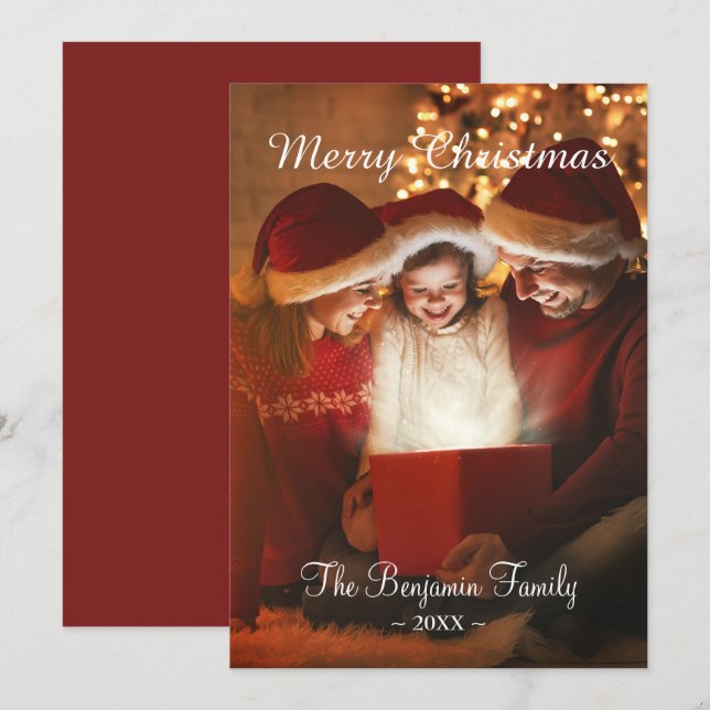 Merry Christmas Happy Holidays Family Photo Holiday Card (Front/Back)