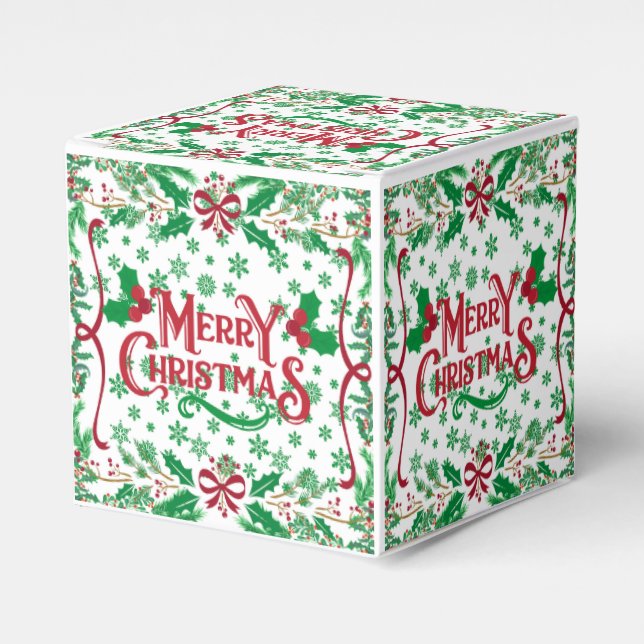 Merry Christmas Happy Holidays  Favour Box (Front Side)