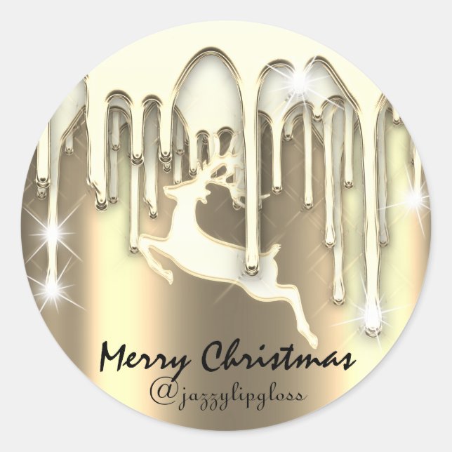 Merry Christmas Happy Holidays From Golden Drips Classic Round Sticker (Front)