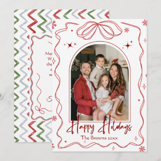 Merry Christmas Happy Holidays modern 1 photo Holiday Card