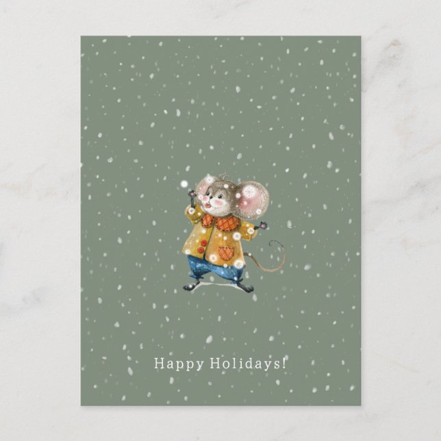 Merry Christmas Happy Holidays Mouse Card (Front)
