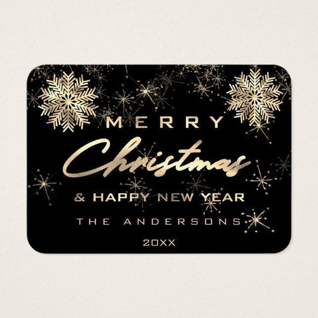 Merry Christmas Happy Holidays Name Modern Gold (Front)