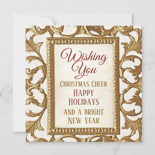  Merry Christmas Happy Holidays New Year Gold  (Front)