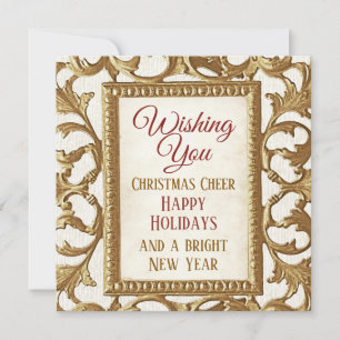 Merry Christmas Happy Holidays New Year Gold