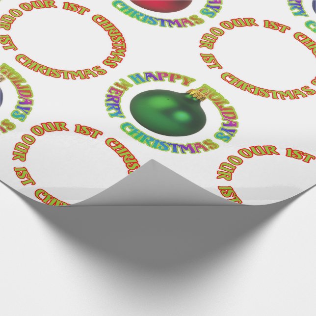 Merry Christmas Happy Holidays Our First Christmas Wrapping Paper (Corner)