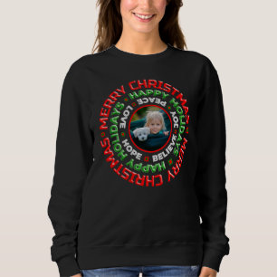 Merry Christmas Happy Holidays Photo Personalise  Sweatshirt
