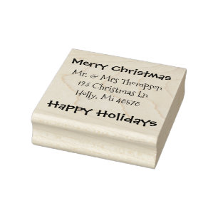 Merry Christmas, Happy Holidays Rubber Stamp