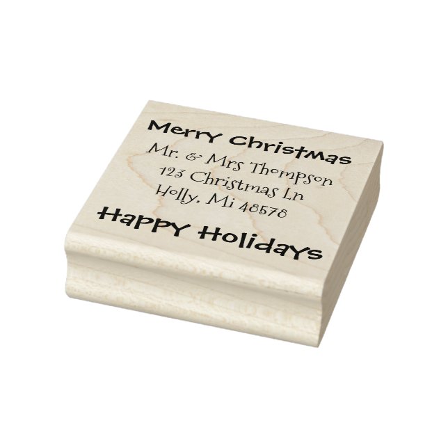 Merry Christmas, Happy Holidays Rubber Stamp (Stamp)