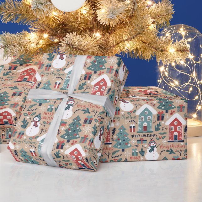 Merry Christmas, Happy Holidays Winter Christmas  Wrapping Paper (Holidays)