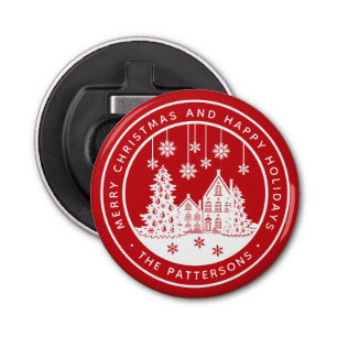 Merry Christmas Happy Holidays Winter Personalised Bottle Opener