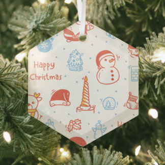 Merry Christmas & Happy Holidays Winter Personaliz Glass Tree Decoration