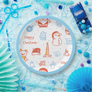Merry Christmas & Happy Holidays Winter Personaliz Paper Plate