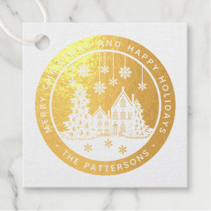 Merry Christmas Happy Holidays Winter Personalized Favour Tags
