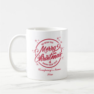 Merry Christmas & Happy New Yea, Red Typography Coffee Mug