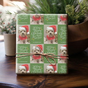Merry Christmas Happy New Year - 1 Photo Whimsical Wrapping Paper