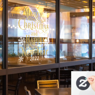 Merry Christmas & Happy New Year 2022 Restaurant Window Cling