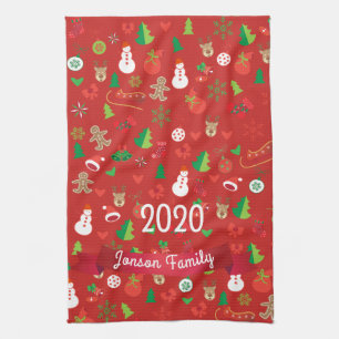 Merry Christmas & Happy New Year 2024 XMAS Snowman Tea Towel