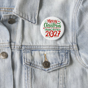 Merry Christmas Happy New Year 2026 Reindeer 6 Cm Round Badge
