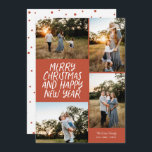 Merry Christmas Happy New Year 4 Photo Collage Hol Holiday Card<br><div class="desc">This stylish 4-Photo holiday card features handwritten style greeting and a photo collage. The reverse features a floating dot pattern. All colours are customisable.</div>