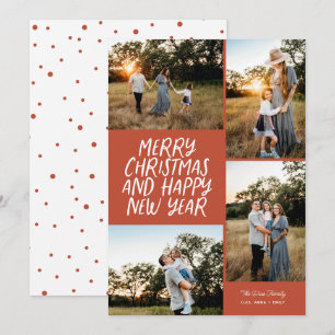 Merry Christmas Happy New Year 4 Photo Collage Hol Holiday Card