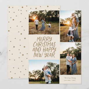 Merry Christmas Happy New Year 4 Photo Collage Holiday Card