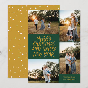 Merry Christmas Happy New Year 4 Photo Collage Holiday Card