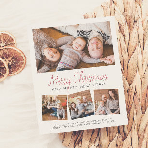 Merry Christmas & Happy New Year 4 Photos Collage Postcard