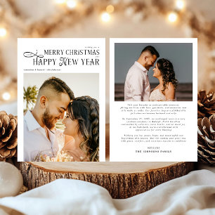 Merry Christmas Happy New Year 4 Photos Newlyweds Holiday Card