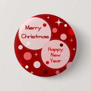 Merry Christmas Happy New Year 6 Cm Round Badge