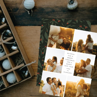 Merry Christmas & Happy New Year 6 Photo Collage Holiday Card