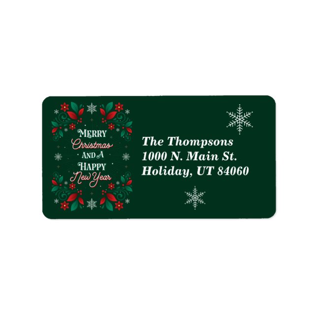 Merry Christmas / Happy New Year Address Labels (Front)