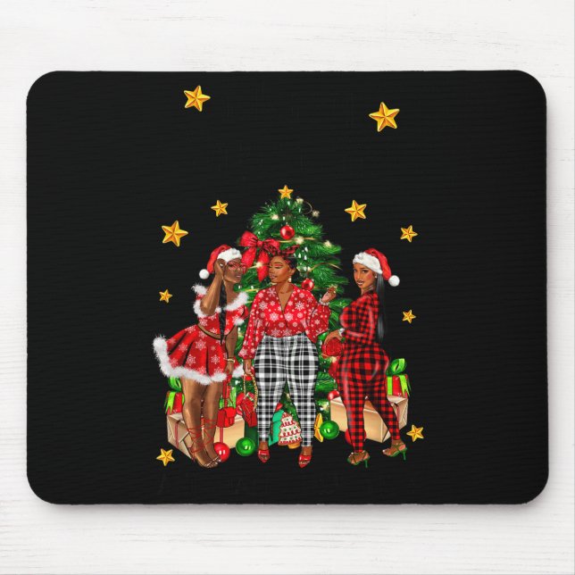 Merry Christmas Happy New Year African American Bl Mouse Mat (Front)