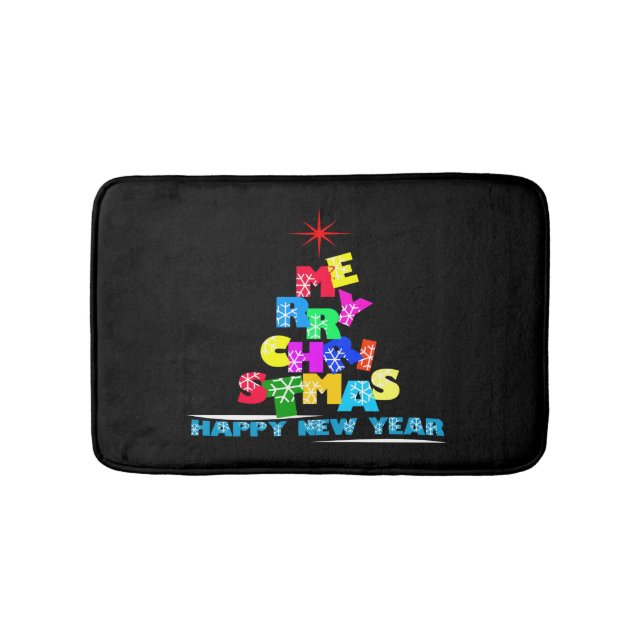Merry Christmas Happy New Year Bath Mat (Front)