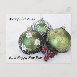 Merry Christmas & Happy New Year bauble Postcard