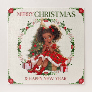 Merry Christmas & Happy New Year Black Girl Magic Jigsaw Puzzle