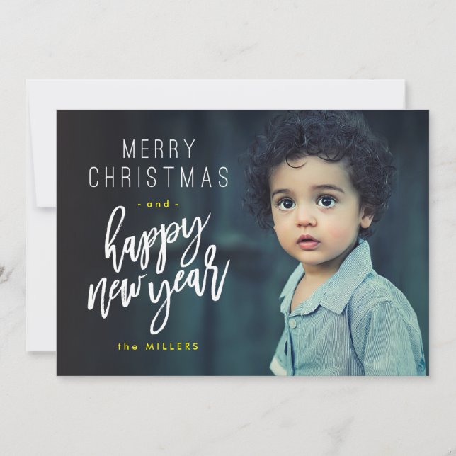 Merry Christmas, Happy New Year, Bold photo card (Front)