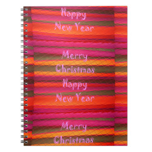 Merry Christmas Happy New Year Canvas Color Design Notebook