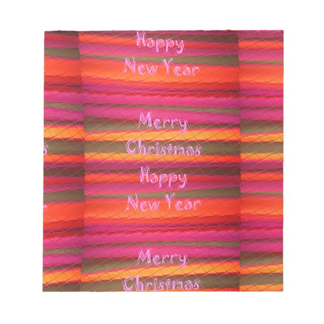 Merry Christmas Happy New Year Canvas Color Design Notepad (Front)