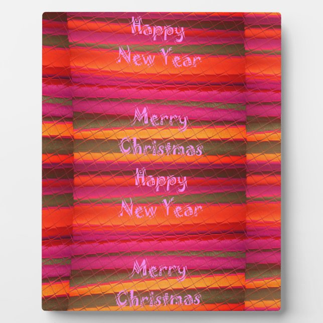 Merry Christmas Happy New Year Canvas Color Design Plaque (Front)