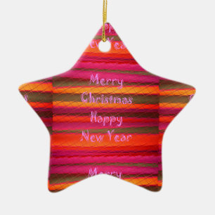 Merry Christmas Happy New Year Canvas Colour Desig Ceramic Tree Decoration