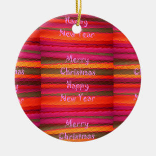 Merry Christmas Happy New Year Canvas Colour Desig Ceramic Tree Decoration