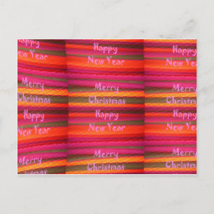 Merry Christmas Happy New Year Canvas Colour Desig Holiday Postcard