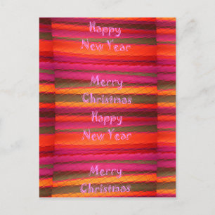 Merry Christmas Happy New Year Canvas Colour Desig Holiday Postcard