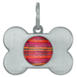 Merry Christmas Happy New Year Canvas Colour Desig Pet Tag