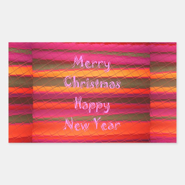 Merry Christmas Happy New Year Canvas Colour Desig Rectangular Sticker (Front)