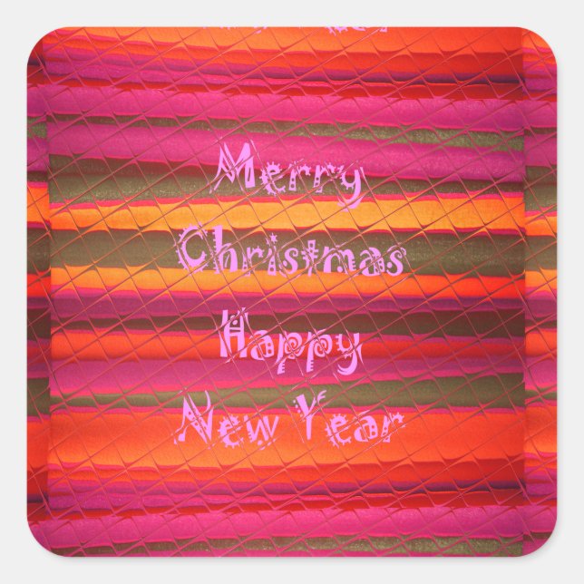 Merry Christmas Happy New Year Canvas Colour Desig Square Sticker (Front)