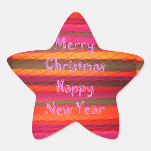 Merry Christmas Happy New Year Canvas Colour Desig Star Sticker