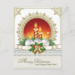 Merry Christmas Happy New Year Christmas Ornament Postcard