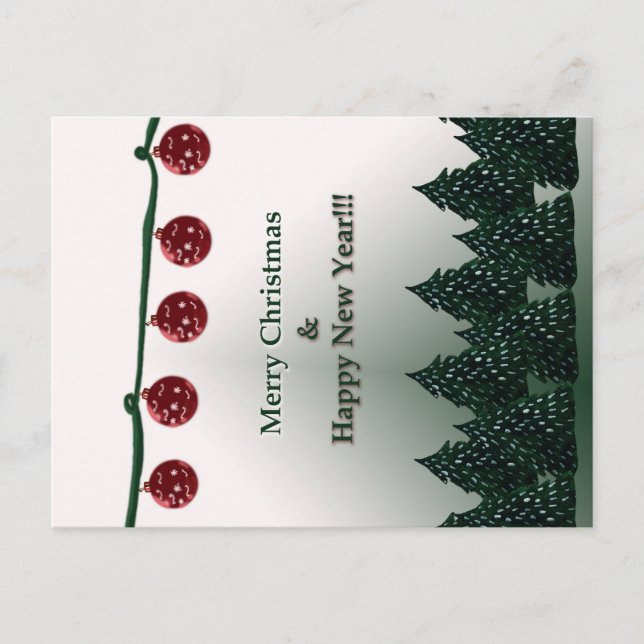 Merry Christmas, Happy New Year Christmas Postcard (Front)